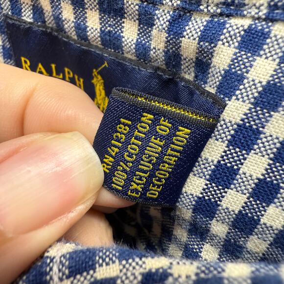 Ralph Lauren Mens Long Sleeve Button Down Shirt Blue Gingham Plaid Size L Pony - Picture 5 of 6